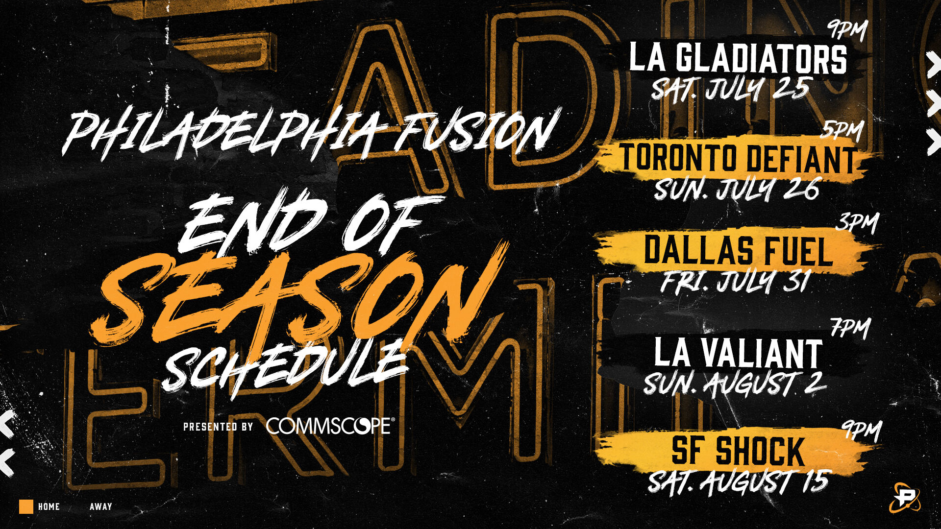 Philadelphia Fusion Endo of Season 2020 Schedule